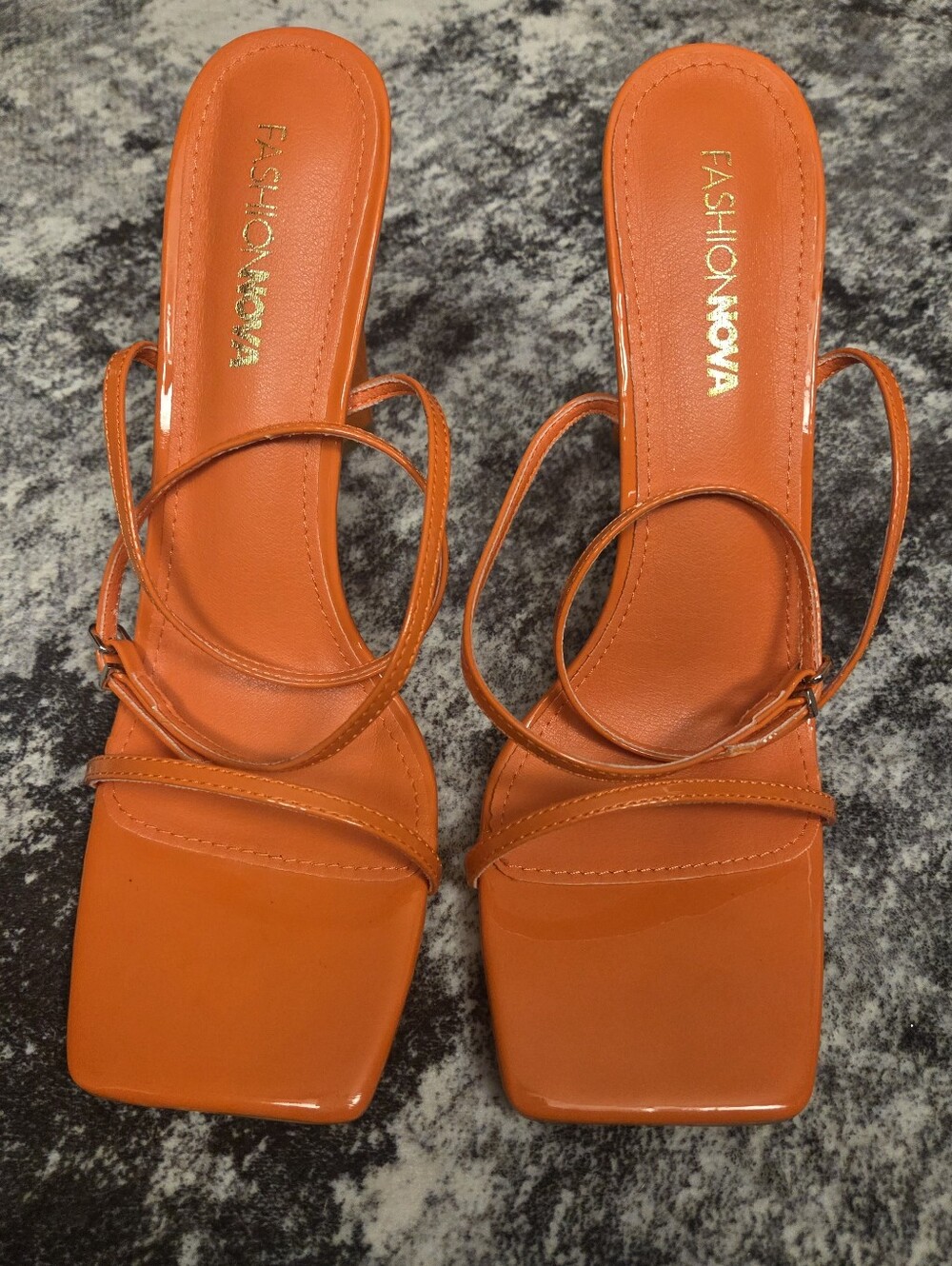 Vibrant Orange Strappy Heels